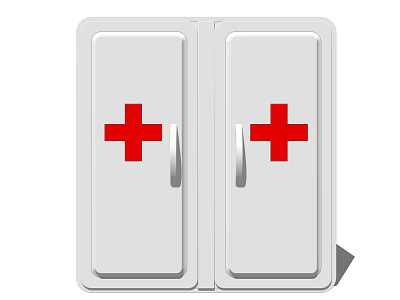 Medical Storage Cabinet With Double Doors And Red Cross Symbols 3d model
