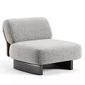 Modern Light Gray Fabric Single Sofa With Brown Armrest And Black Base