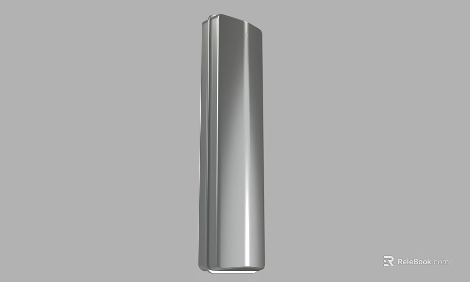 Industrial Equipment Stainless Steel Elongated Prismatic Component With Shiny Surface 3d model 