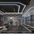 Modern Gym Interior For Fitness With Diverse Equipment And Lighting