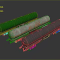 Railroad Tank Cars with Green BOC Logo Gray Red Stripe on Track