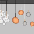 Modern Pendant Light Combination With White Spherical Golden Transparent Gray Glass Hanging Lamps