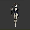 3D Female Character With Oriental Traditional Sci Fi Style Decorative Hat And Staff