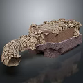 Cartoon Scene With Stone Structure Broken Bricks Curved Pipe And Platform Base
