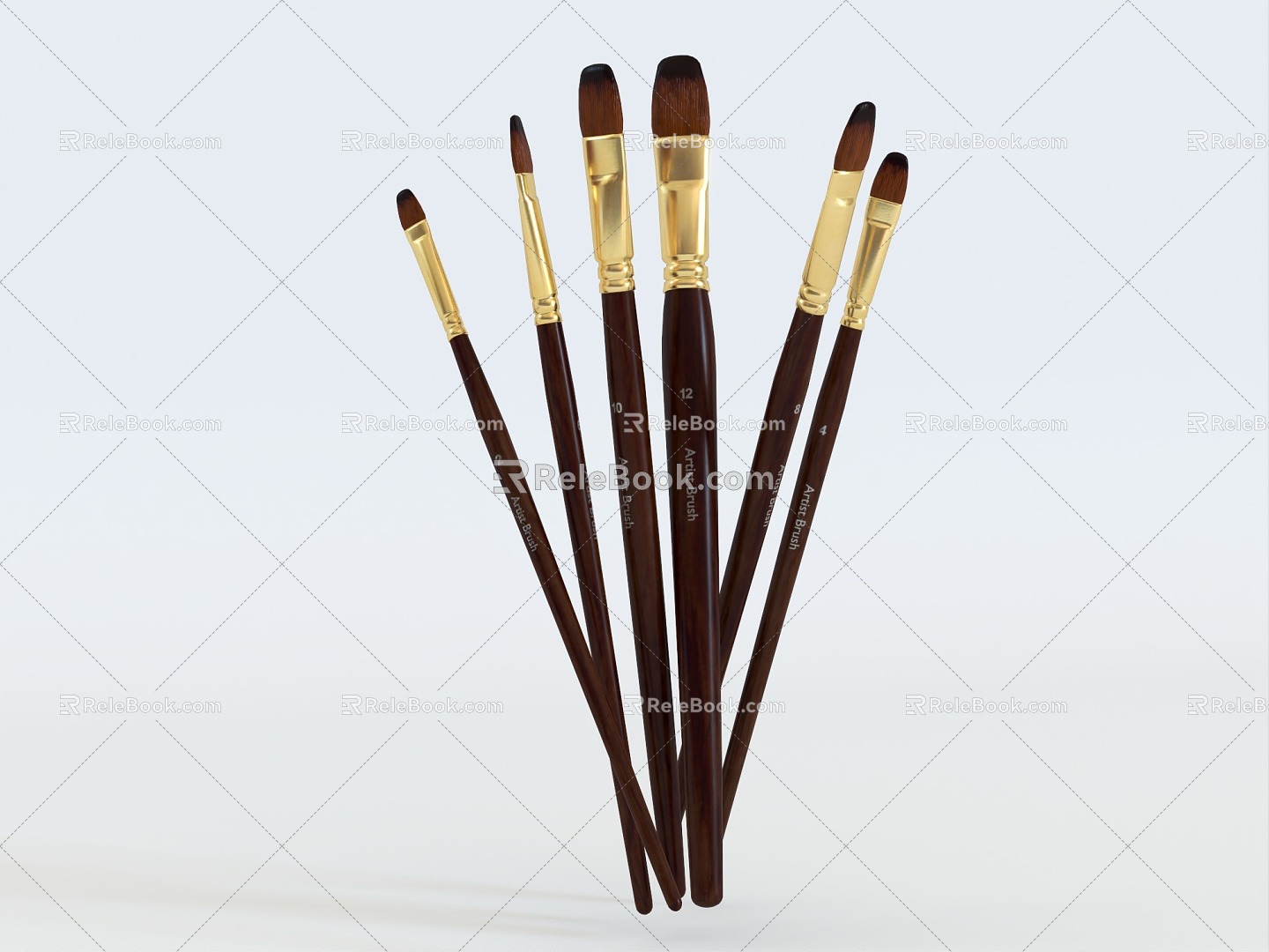 Paintbrush Chalk Oil Brush Nylon Wool Watercolor Brush Brush Brush Chalk Brush suit Acrylic Brush Painting Brush 3d model