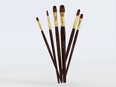Paintbrush Chalk Oil Brush Nylon Wool Watercolor Brush Chalk Brush suit Acrylic Brush Painting Brush 3d model
