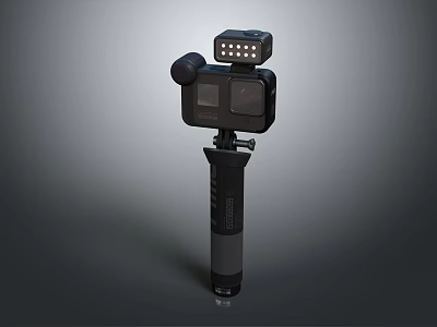 Action Camera With Handheld Stabilizer LED Fill Light And Microphone 3d model