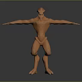 3D Orange Mythical Creature Character Model With Muscular Build Outstretched Arms Clawed Feet Standing Pose