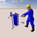 Installation layout of heat exchanger and pump 3d model