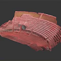 Ancient Roman Theater Model With Stone Seating Archway Entrance And Green Top