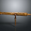 Scenic Natural Landscape With Vintage Brass Telescope In Foreground View