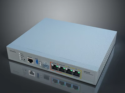 D Link Light Gray Network Router With Multiple Ethernet Ports And Connectivity 3d model