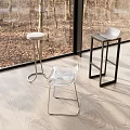 Modern Bar Stools With Transparent And Metal Frame Designs By Large Windows Natural View Wooden Floor
