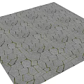 Plaza Paving Design With Polygonal Stone Tiles And Grass Filled Joints