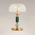 Modern Table Lamps with Colorful Bead Decorations Gold Bases and Various Shaped Lampshades