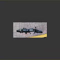 Classic Black Motorcycle With Thick Tires Parked Near Wooden Post On Brick Platform