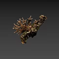 Natural Coral Reef Decor With Rocky Base And Mossy Surface Branches