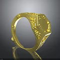 Exquisite Gold Ring With Intricate Engraved Patterns And Elegant Design Details 3d model