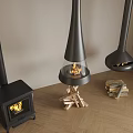 Different Types of Fireplace Designs with Glass Enclosed and Hanging Models and Firewood