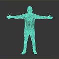 Man in Gray Long Sleeve Shirt With Graphic Brown Pants Blue Shoes Sunglasses Arms Outstretched