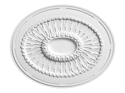 Circular White Ceiling Light Plate with Intricate Decorative Patterns and Ornate Design 3d model