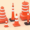 Road Facilities Featuring Orange And White Striped Traffic Cones And Barriers In Various Sizes