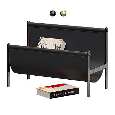 Modern Minimalist Storage Shelf With Black Leather Panel And Metal Frame For Book Organizing 3d model