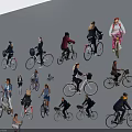 Group of People Riding Bicycles in Creative Wall Art Installation
