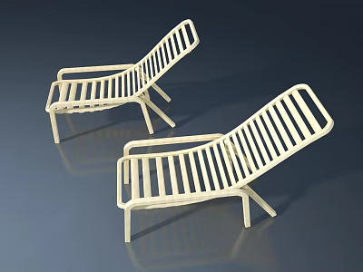 White Striped Design Lounge Chairs With Armrests For Outdoor Furniture 3d model