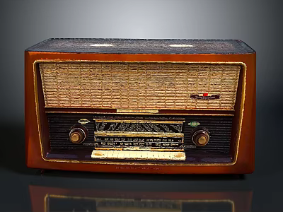 Vintage Electronic Radio With Wooden Case And Classic Tuning Knobs 3d model