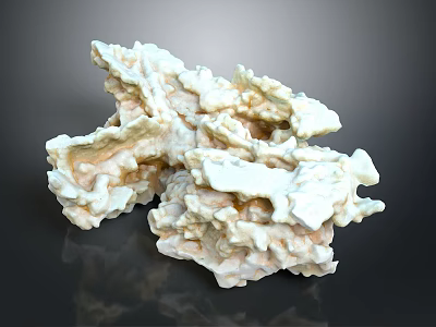 Natural White And Beige Rock Formation With Irregular Complex Surface Texture 3d model