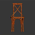 Orange Modern Leisure Chair Featuring Cross Back Design and Wooden Texture