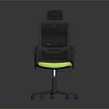 Ergonomic Office Chair With Black Mesh Back Green Seat Cushion Headrest And Armrests