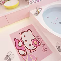 Cute Pink Square Carpet With Hello Kitty Design For Bathroom Decor 3d model