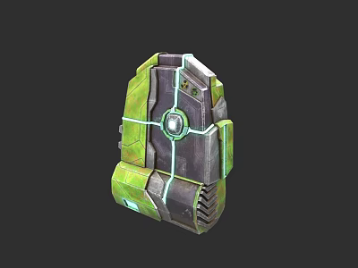 Futuristic Tech Box With Green Gray Color And Glowing Circular Center Details 3d model
