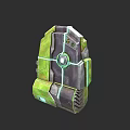 Futuristic Tech Box With Green Gray Color And Glowing Circular Center Details