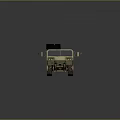 Sand Colored Military Tank With Six Wheels Spare Tire And Cargo Bed