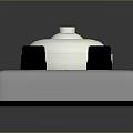 Light Gray Switch Panel Featuring White Control Knob Black Adjustment Knobs And Control Labels