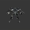 Futuristic Mechanical Warrior Robot With Multi Armed Structure And Combat Weapons