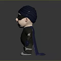 3D Cartoon Character Wearing Gray Beanie Mask Gray Outfit Dollar Sign Cape And White Shoes