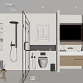 Modern Bathroom Interior Design With Open Shower Toilet Vanity Mirror And Natural Light