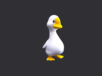 Cute White Duck Doll With Yellow Beak And Yellow Feet Cartoon Design 3d model