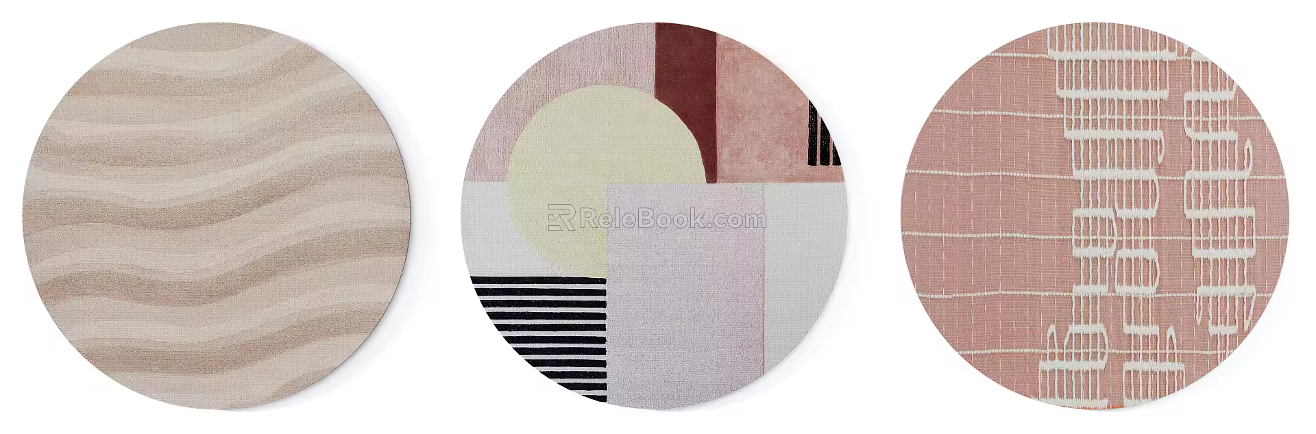 Modern Round Carpet Red brown Abstract Pattern Round Carpet Combination 3d model