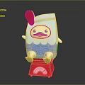 Blue And White Cartoon Chicken Milk Beverage With Sugar Label On Red Scale
