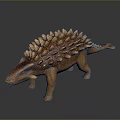 Dinosaur Model With Spiked Back And Brown Color On Dark Background