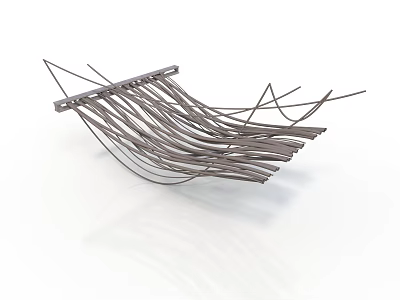 Abstract Curved Metal Sculptural Structure With Intertwined Strips And Sleek Finish 3d model