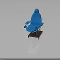 Comfortable Blue Upholstered Furniture Chair With Armrests Wheels And Seat Cushion