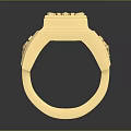 Exquisite Gold Men's Ring with Square Top Carved Pattern and Colorful Enamel Accents