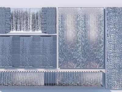 Modern Feature Wall With Textured Glass Panels And Water Flow Elements 3d model
