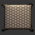 Brown Square Cushion Featuring Hexagonal Pattern and Soft Fabric Fringed Edges 3d model